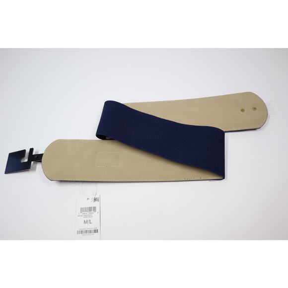 INC Dark Blue Stretch Belt with Gold Clasp Size M/L - Picture 3 of 4